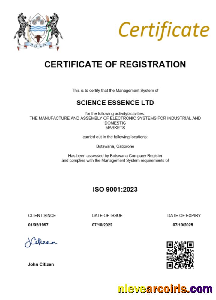 Botswana certificate of registration
